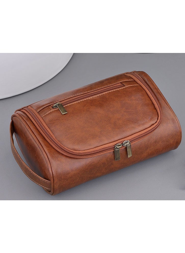 Men's Toiletry Bag - Water-Resistant PU Leather, Compact Travel Toiletry Bag, Shaving & Grooming Organizer - Image 1
