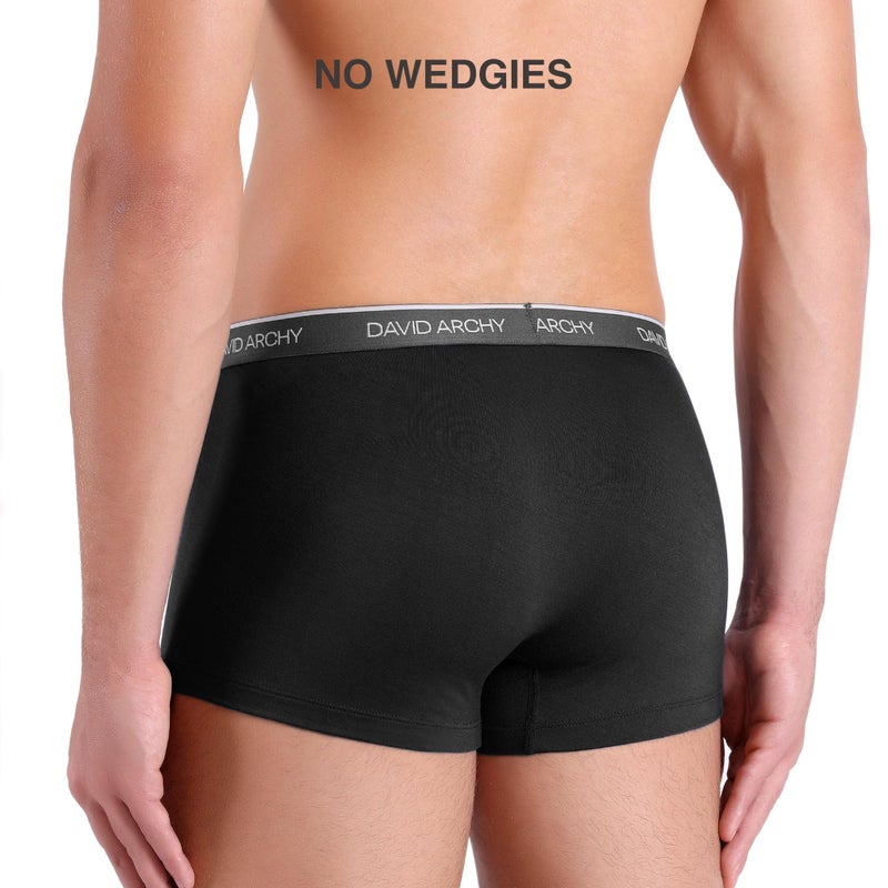 DAVID ARCHY Mens Trunks Underwear Soft Breathable Rayon Made from Bamboo Trunk No Fly Pouch 4-Pack S 2.5'' - Image 2