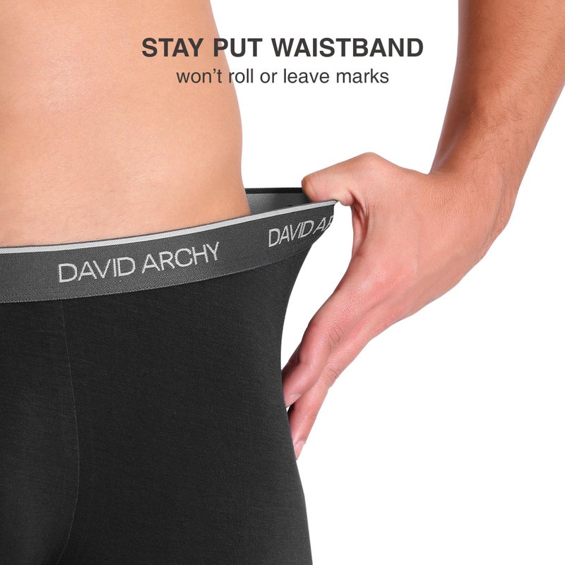 DAVID ARCHY Mens Trunks Underwear Soft Breathable Rayon Made from Bamboo Trunk No Fly Pouch 4-Pack S 2.5'' - Image 4