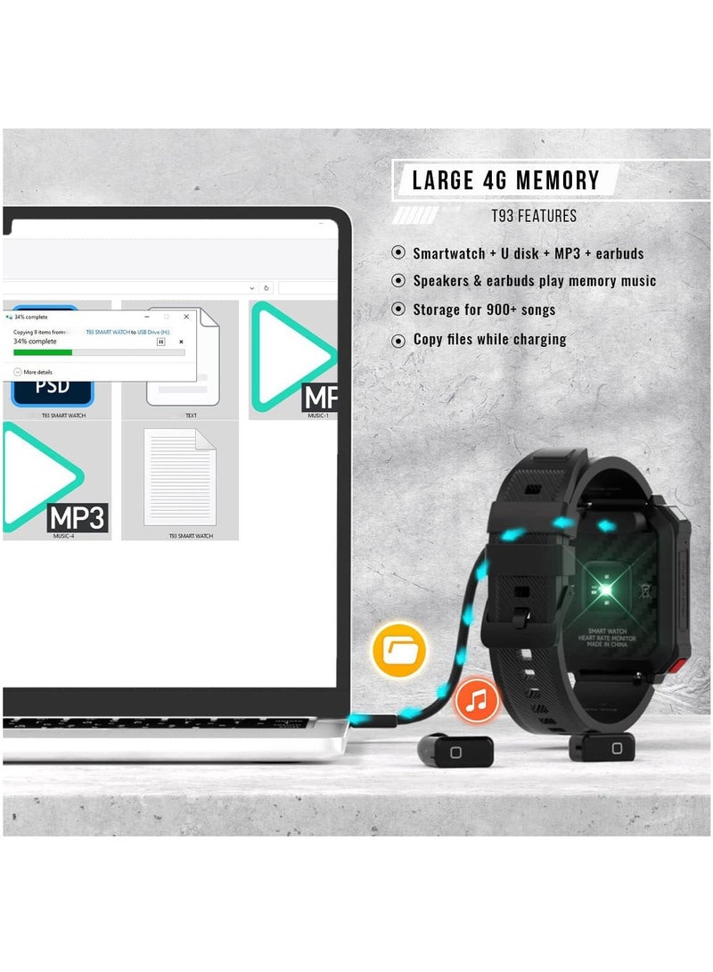 SOLARAE Smart Watch with Earbuds,Watch Buds Smartwatch,3 in 1 Smart Watch Buit-in 4GB Memory,1.96" Smartwatches (Call Receive/Dial), Waterproof, Recording, Sleep Monitor, Fitness Tracker for iOS Android - Image 2