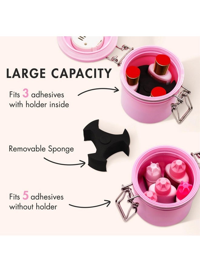 Embagol False Lash Glue Storage Tank With Thermometer Adhesive Carbon Sealed Leakproof Containers Grafting Eyelash Extension Supplies(Pink) - Image 5