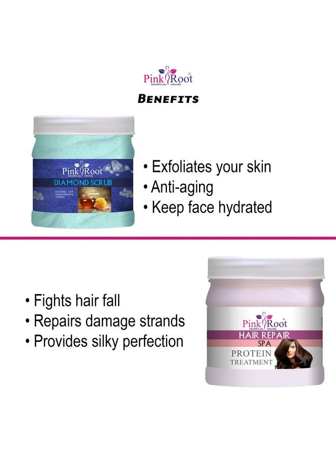 الجذر الوردي مقشر الجذور الوردية الماسي 500 جرام مع كريم سبا لإصلاح الشعر 500 جرام - Image 5