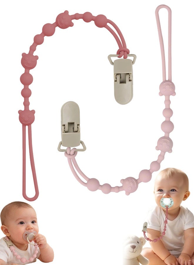 مشبكان سيليكون للهاية، مشبك لهاية عالمي سهل التنظيف من قطعة واحدة يناسب معظم أنواع اللهايات وألعاب التسنين، مشبك حزام لهاية للأطفال حديثي الولادة لحفلات استقبال المولود الجديد (بنين وبنات) - Image 1