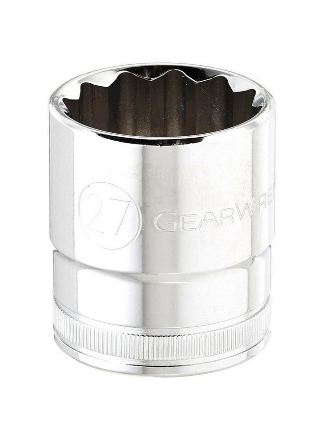 GearWrench Professional 12-Point Standard Metric Socket Silver 1/2 Inch x 27 mm 80812