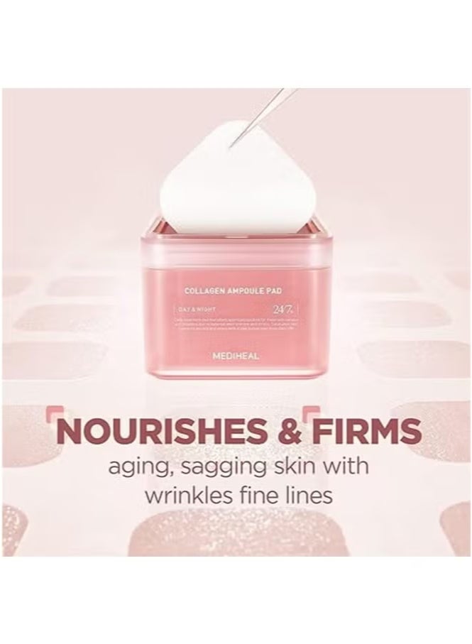 ميدي هيل أقراص أمبولة الكولاجين، سيراميد لت firming البشرة واستعادة المرونة، أقراص قطنية مربعة لتونر الوجه، أقراص وجه مضادة للتقدم في العمر، أقراص سيليكون صديقة للبيئة نباتية - 100 قرص - Image 2