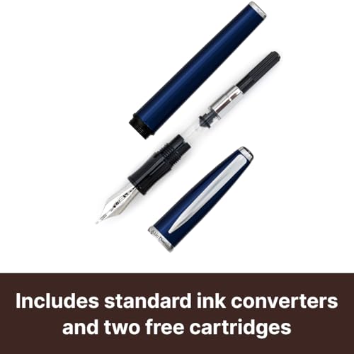 Monteverde USA Aldo Domani Fountain Pen Blue - Broad Nib - Luxury Writing Pen - JoWo Stainless Steel Nib - Smooth Ink Flow - Refillable - Gift Box Included - Image 4