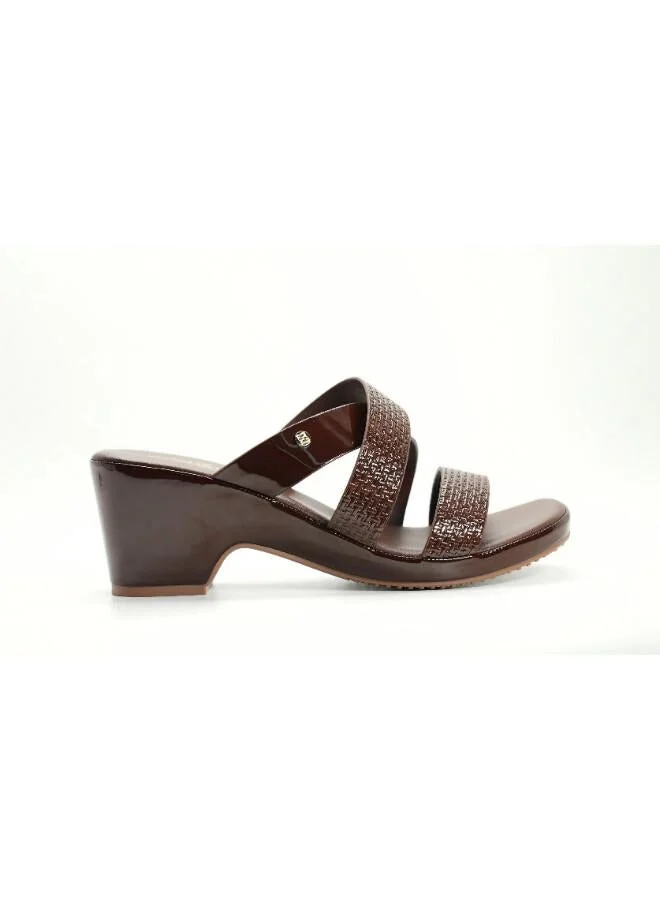 092-3069 Michelle Morgan Women's Textured Multi-Strap Block Heel Sandals 114RJ217 Brown