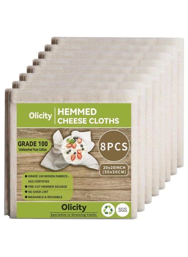 Olicity Cheese Cloths, Grade 100, 20x20Inch Hemmed Cheesecloth for Straining Reusable, 100% Unbleached Precut Cheese Cloth Strainer Muslin Cloth for Cooking, Baking, Juicing, Cheese Making - 6 Pieces - Image 1