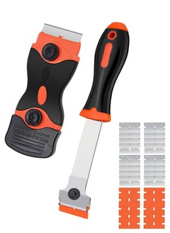 HAWAWA Razor Blade Scraper, 2 Pack Razor Scraper Tool with 10 Plastic and 20 Metal Razor Blades, Cleaning Scraper, for Removing Label, Registration Sticker, Tint, Grease from Windshield, Appliance, Glass  - Image 1