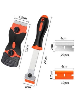 HAWAWA Razor Blade Scraper, 2 Pack Razor Scraper Tool with 10 Plastic and 20 Metal Razor Blades, Cleaning Scraper, for Removing Label, Registration Sticker, Tint, Grease from Windshield, Appliance, Glass  - Image 2