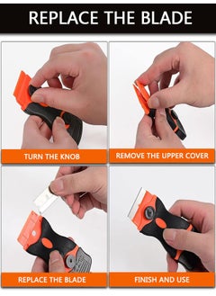 HAWAWA Razor Blade Scraper, 2 Pack Razor Scraper Tool with 10 Plastic and 20 Metal Razor Blades, Cleaning Scraper, for Removing Label, Registration Sticker, Tint, Grease from Windshield, Appliance, Glass  - Image 5
