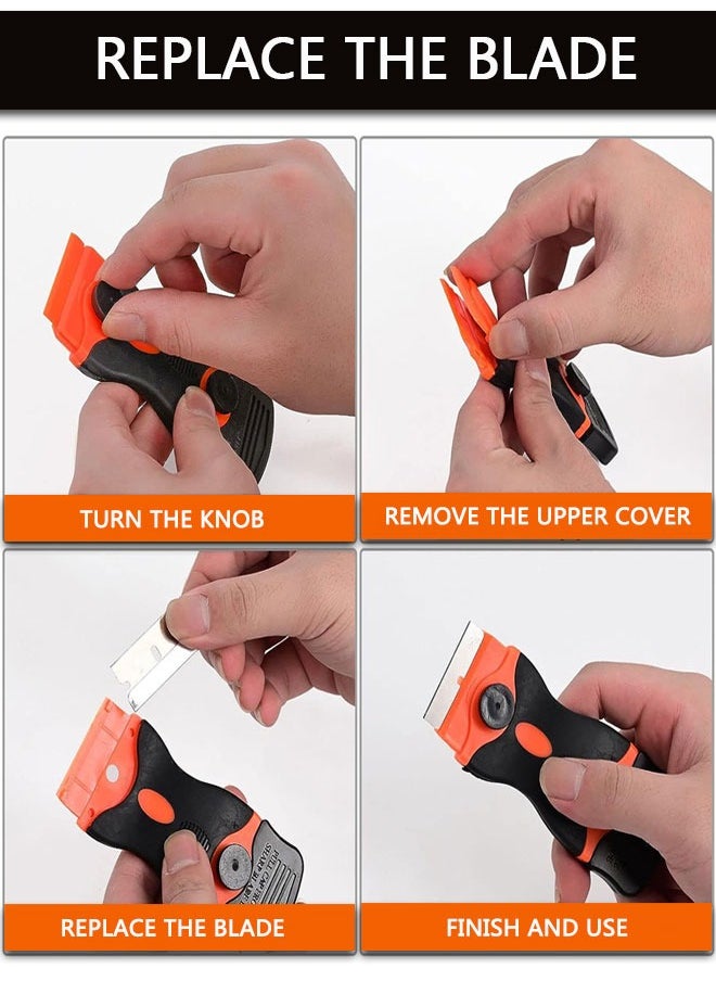 HAWAWA Razor Blade Scraper, 2 Pack Razor Scraper Tool with 10 Plastic and 20 Metal Razor Blades, Cleaning Scraper, for Removing Label, Registration Sticker, Tint, Grease from Windshield, Appliance, Glass  - Image 5