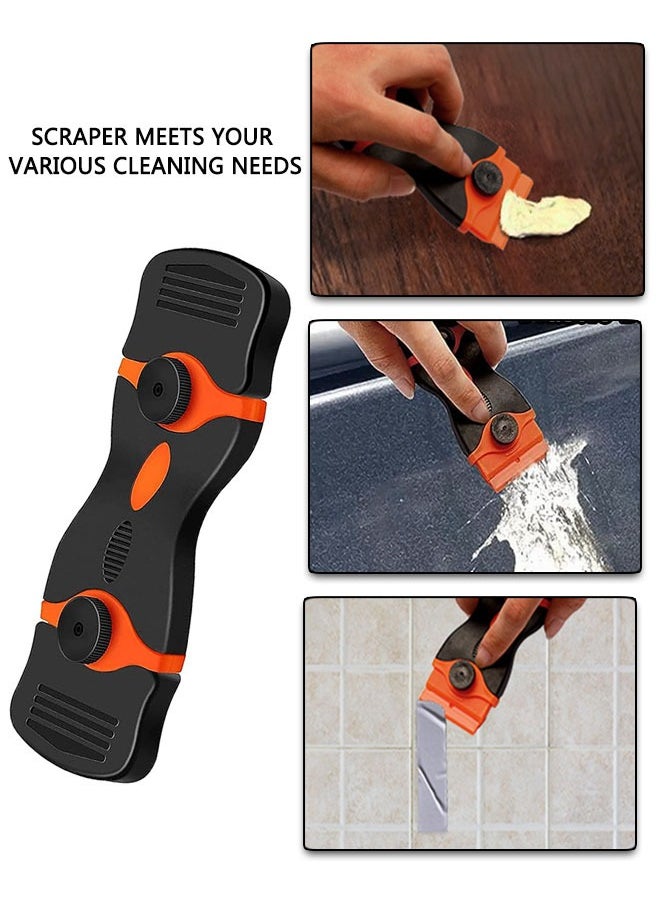 Razor Blade Scraper, 2 Pack Razor Scraper Tool with 10 Plastic and 20 Metal Razor Blades, Cleaning Scraper, for Removing Label, Registration Sticker, Tint, Grease from Windshield, Appliance, Glass