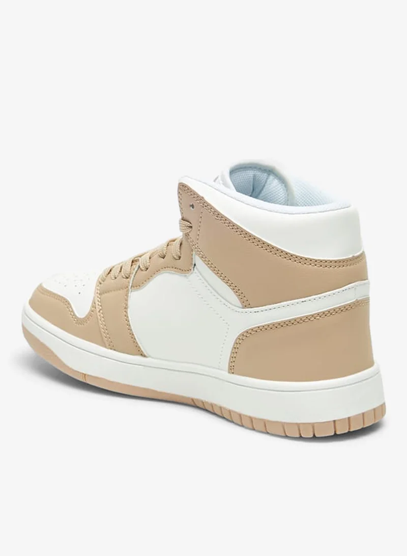 Oaklan by Shoexpress BEIGE Colourblock High Top Sneakers With Lace-Up Closure for Women | Best Price UAE