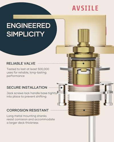 AVSIILE Waterfall Bathroom Faucet 3 Hole, Brushed Gold 8 Inch Widespread Modern 3 Piece Bathroom Sink Faucets & Parts, Touch On Lavatory Faucet for Bathroom Vanity - Image 4