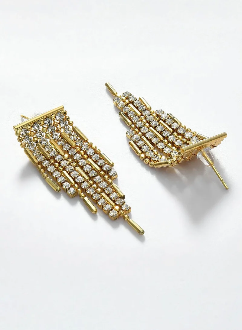 SOHI Gold Plated Stone Drop Earring