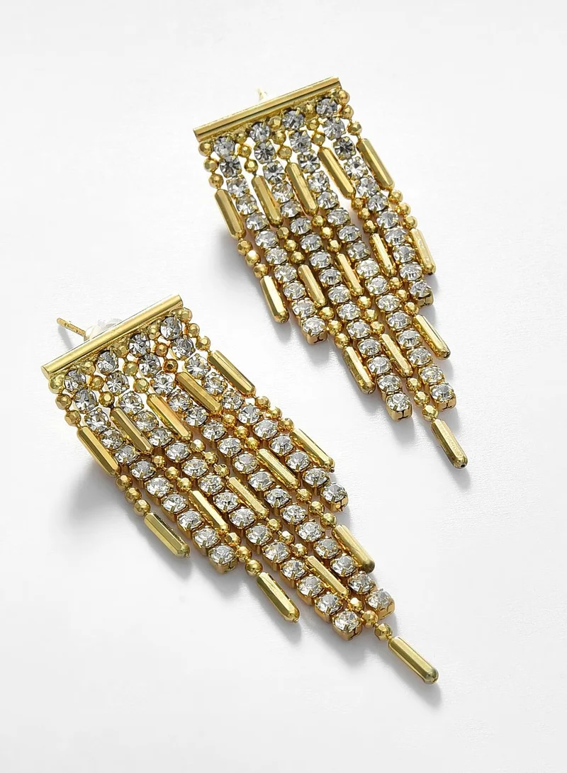 SOHI Gold Plated Stone Drop Earring