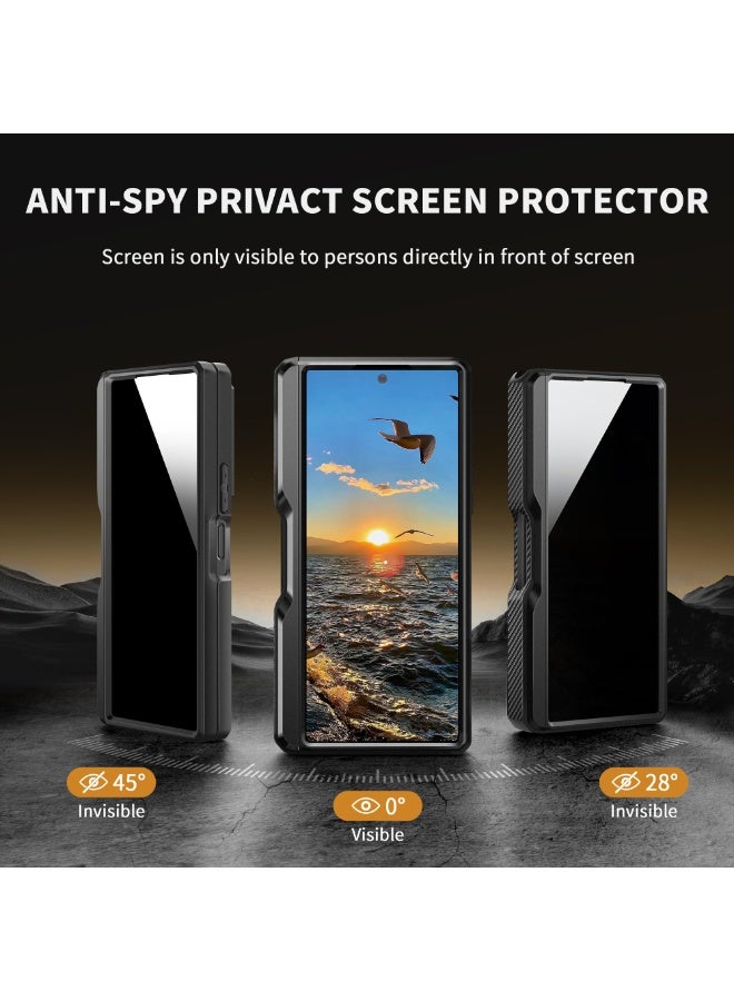 TONGATE Z Fold 5 Phone Case, [with Privacy Screen Protector & Slide Camera Cover] [S Pen Holder & Hinge Protection] Full Body Heavy Duty Drop-Proof Phone Case for Samsung Galaxy Z Fold 5 Phone Case with Stand and Belt Clip, Black - Image 2