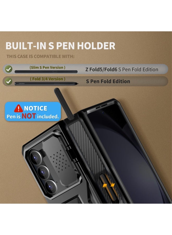 TONGATE Z Fold 5 Phone Case, [with Privacy Screen Protector & Slide Camera Cover] [S Pen Holder & Hinge Protection] Full Body Heavy Duty Drop-Proof Phone Case for Samsung Galaxy Z Fold 5 Phone Case with Stand and Belt Clip, Black - Image 3