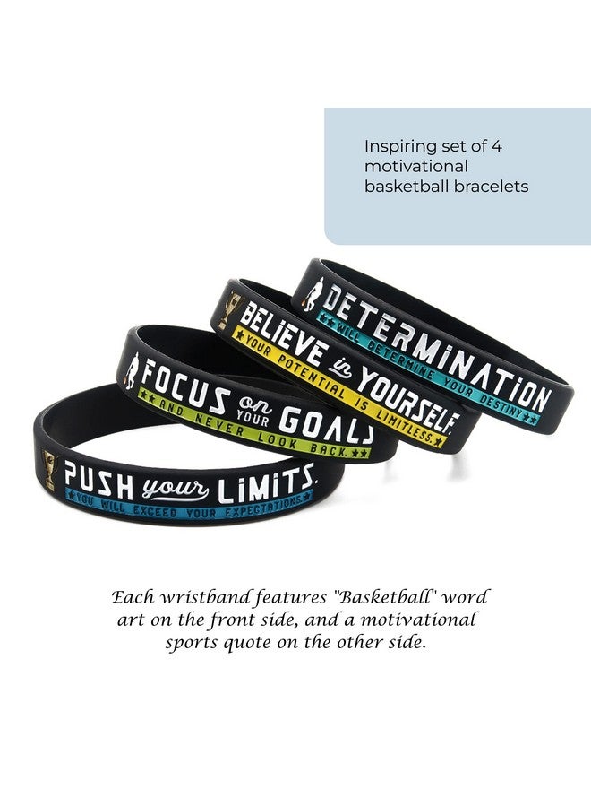 Inkstone (4Pack) Basketball Silicone Bracelets With Motivational Sports Quotes Set Of 4 Inspiring Silicone Rubber Wrist Bands Unisex Basketball Gifts Jewelry Accessories For Boys Girls Men Women - Image 3