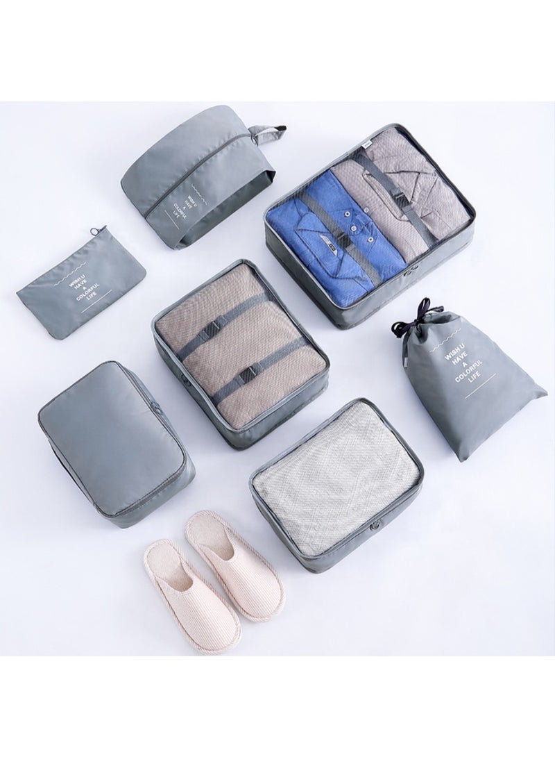 Compression Packing Cubes for Travel Lightweight Luggage Clothes Shoes Organizer Bags Mesh Traveling Bag 7 Pouch Set - Image 1