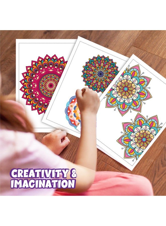 ToyMagic Paper Mystical Mandala Coloring DIY Art & Craft Set|Includes 20 Printed Sheet for Coloring with 12 Sketch Pens|Creative Sets Learning & Activity Toy|Birthday Gift for Kids|Multicolor - Image 2