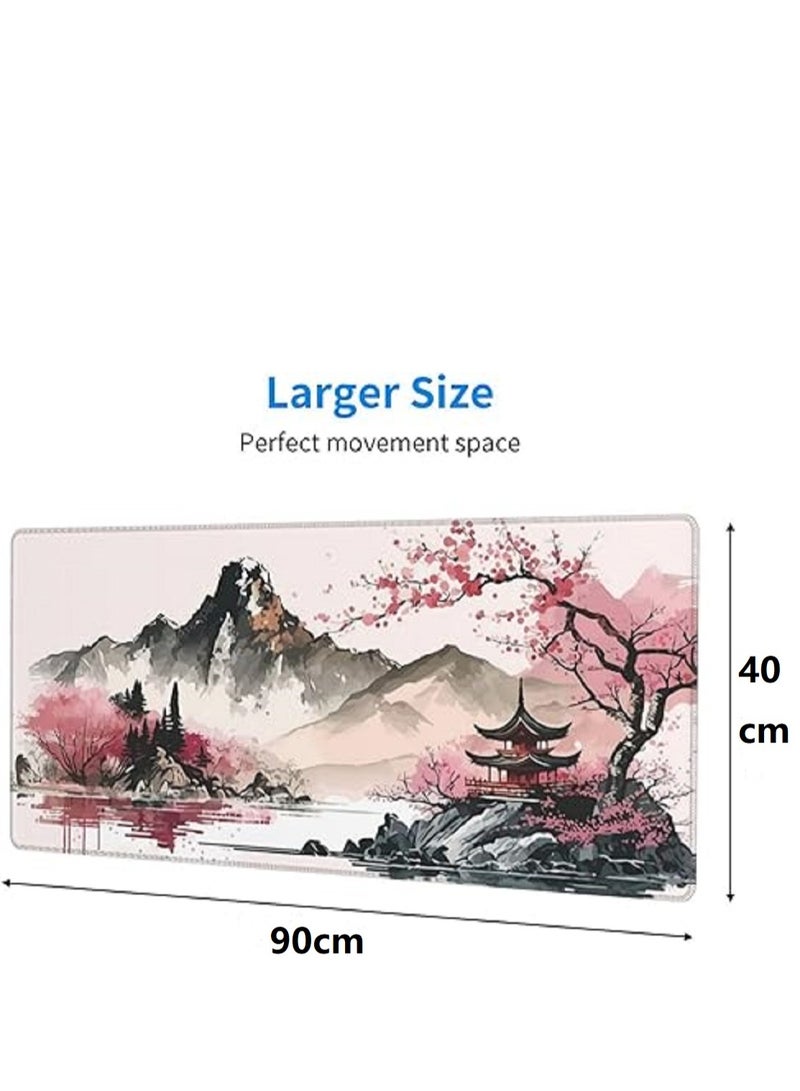 general Large Mouse Pad For Desk 900x400x3mm Extended Mousepad With Stitched Edges Desk Pad Mat With Anti-Slip Base Keyboard Pad Gaming Mouse Pad For Home Office - Image 2