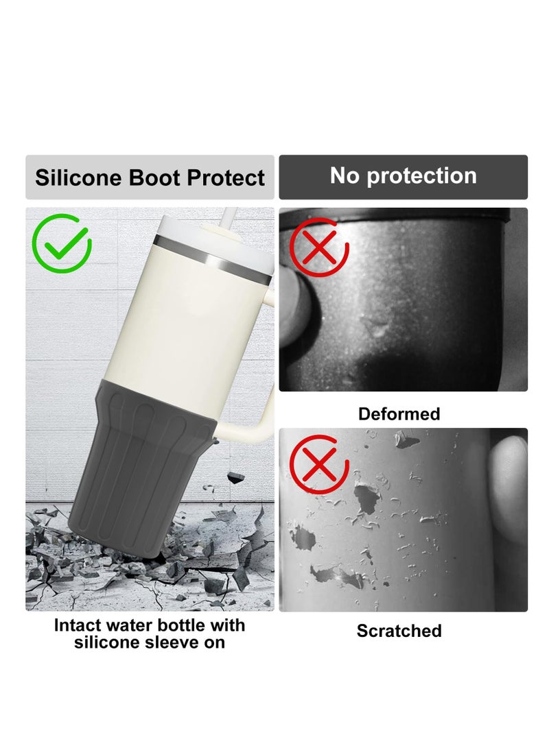 Silicone Sleeve for Stanley Cup 40oz - Beige Boot Cover Compatible with H2.0  Quencher Adventure Tumblers, Provides Noise Reduction, Impact Protection, and Anti-Slip Texture (Grey, 40 oz)  - Image 3