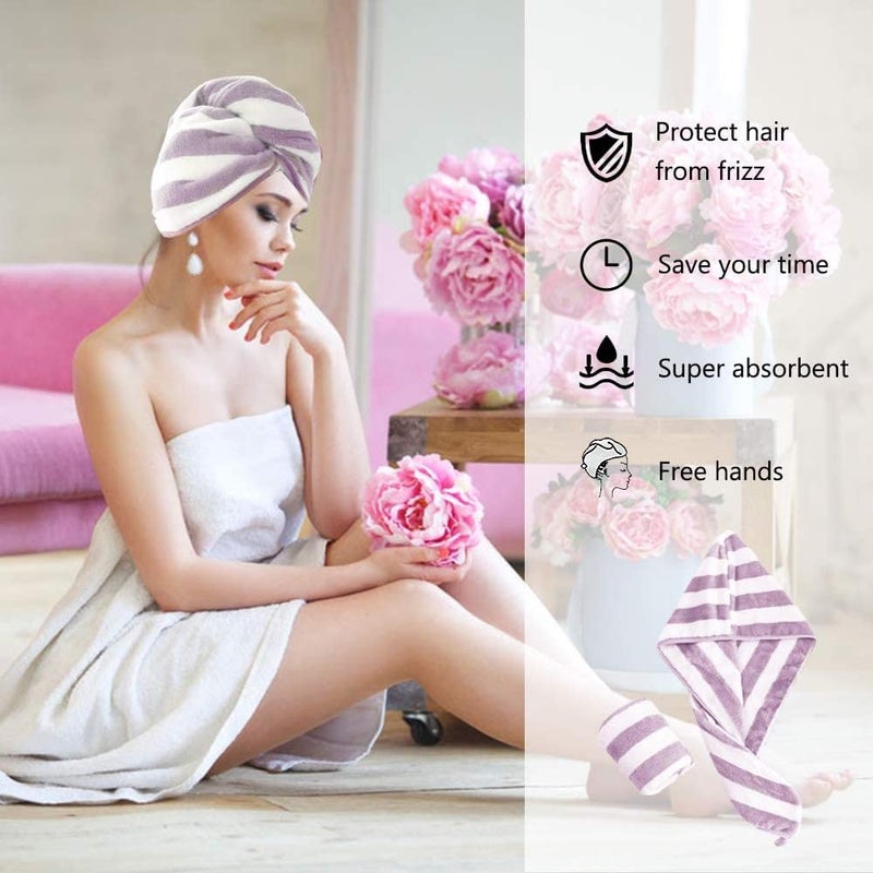 ANESHA Microfiber Hair Towels for WomenSuper Absorbent Quick Dry Hair Drying Towel Hair Towel Wrap for Curly Hair Long Short Hair AntiFrizz Hair Turbans for Wet Hair Pack of 2 Multicolor - Image 3