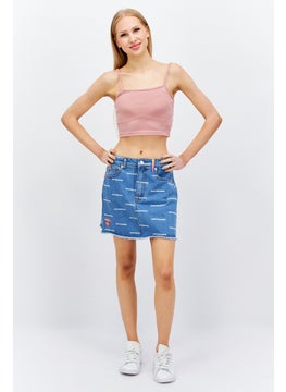 Women Allover Print Denim Mini Skirt, Blue Combo - pzsku/ZD5BAF177857E5C360457Z/45/_/1732780841/6159de73-a14e-4801-8a61-14e2071712ca