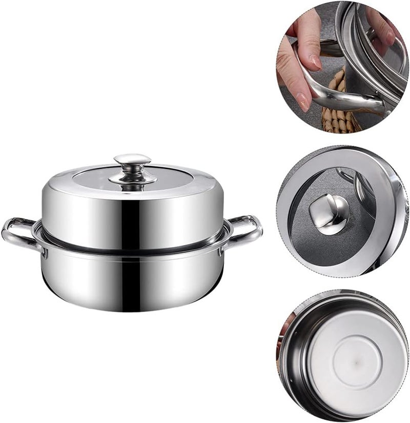 Metal Cooking Utensils 28cm Stainless Steel Steam Pot Steaming Cookware Steamer Saucepot Cooking Pot with Lid for Vegetables Food tamale Crab Dumplings Pasta Gifts - Image 3