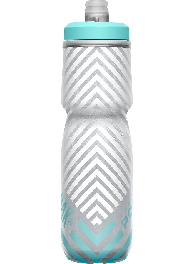 CamelBak Podium Chill Insulated Bike Water Bottle - Easy Squeeze Bottle - Fits Most Bike Cages - 24oz, Grey/Teal Stripe - Image 5