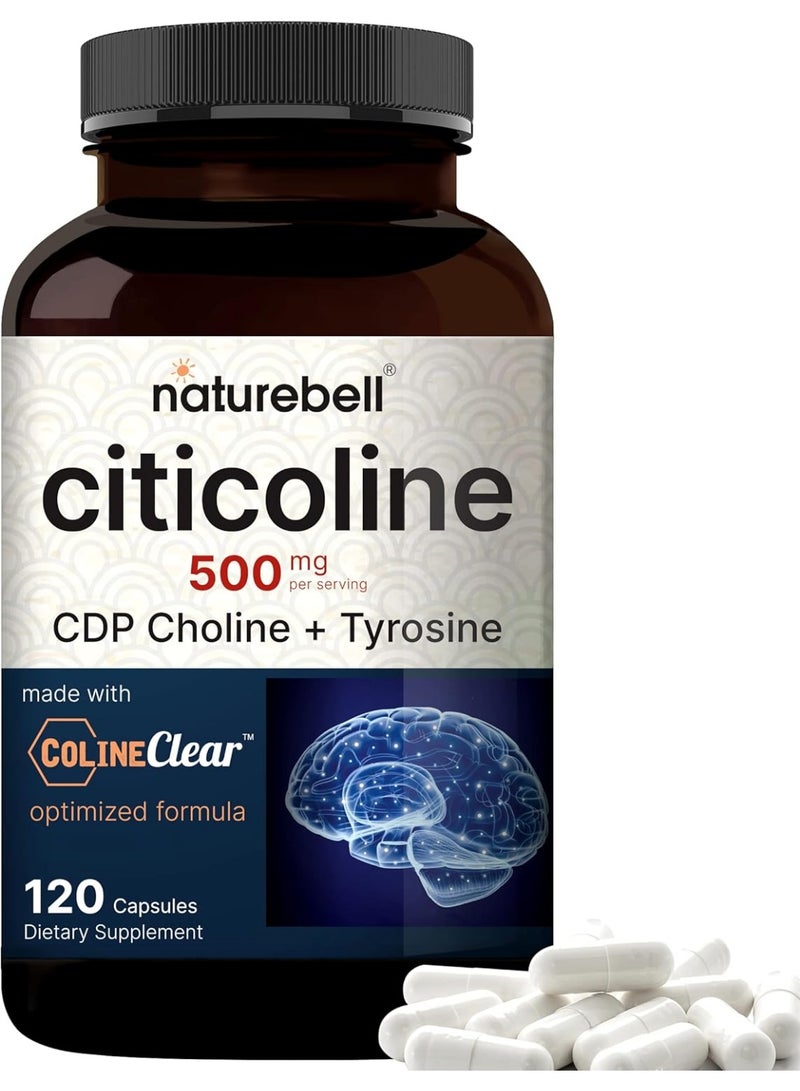 نايتشر بيل مكملات سيتيكولين، 120 كبسولة من الكولين CDP بتركيز 500 ملغ بالإضافة إلى التيروزين، 60 حصة - Image 1