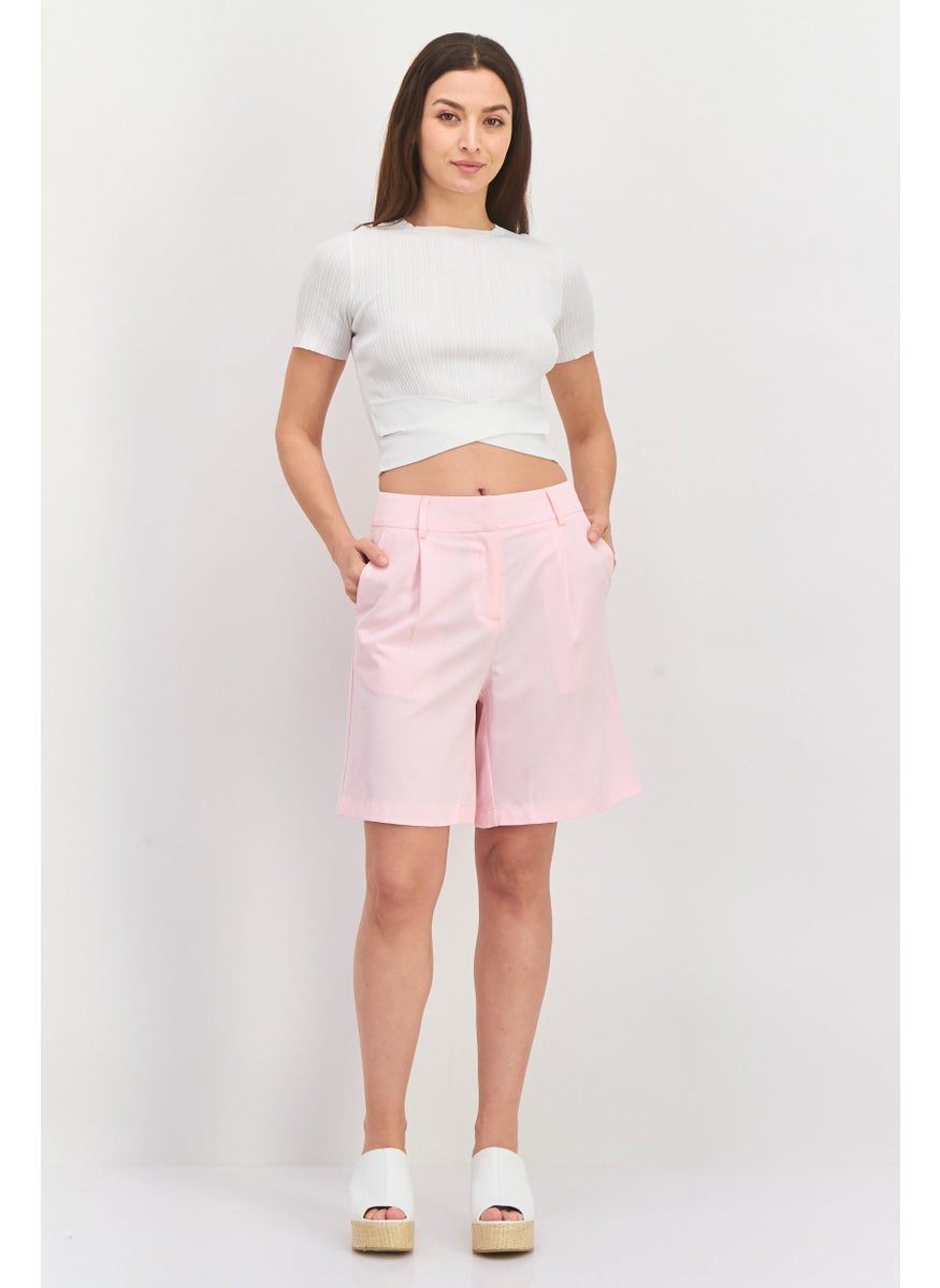 VERO MODA - Women Solid Basic Short, Pink - Image 1