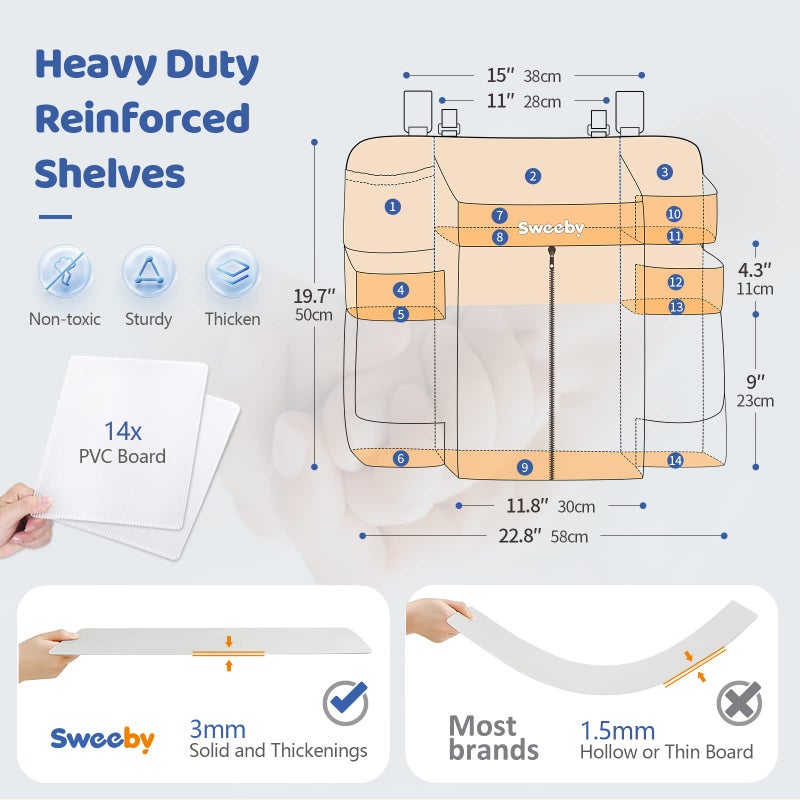 Sweeby Diaper Organizer for Changing Table and Crib Diaper Stacker Nursery Organizers for Cribs Hanging Diaper Caddy Organizer for Baby Essentials - Image 4