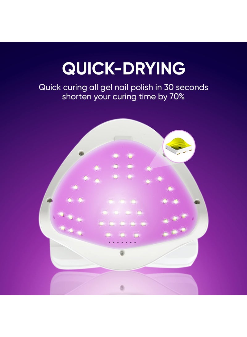 UV LED Nail Lamp, UV Light for Nails 280W Led Lamp for Gel Nails, Professional Nail Dryer 66 LEDs Automatic Sensor -  Led Nail Lamp, Reusable Nail File & Buffer and Brush - Image 5