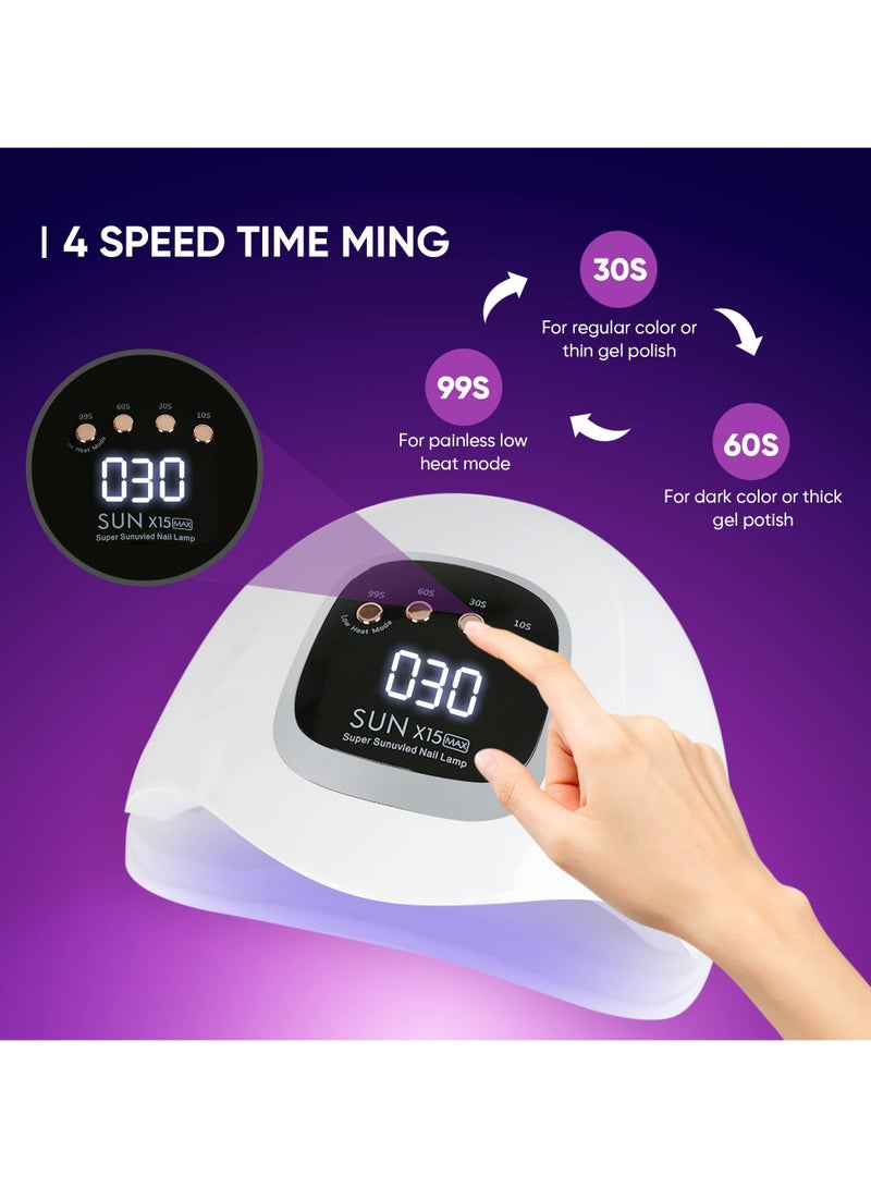 UV LED Nail Lamp, UV Light for Nails 280W Led Lamp for Gel Nails, Professional Nail Dryer 66 LEDs Automatic Sensor -  Led Nail Lamp, Reusable Nail File & Buffer and Brush - Image 2