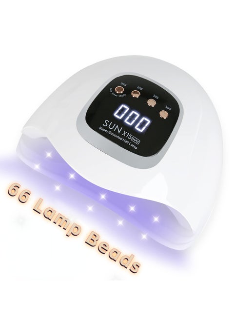 UV LED Nail Lamp, UV Light for Nails 280W Led Lamp for Gel Nails, Professional Nail Dryer 66 LEDs Automatic Sensor - Beetles Led Nail Lamp, Reusable Nail File & Buffer and Brush
