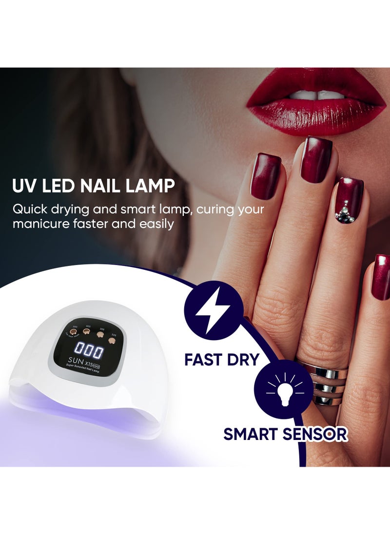 Generic - UV LED Nail Lamp, UV Light for Nails 280W Led Lamp for Gel Nails, Professional Nail Dryer 66 LEDs Automatic Sensor - Beetles Led Nail Lamp, Reusable Nail File & Buffer and Brush - Image 1
