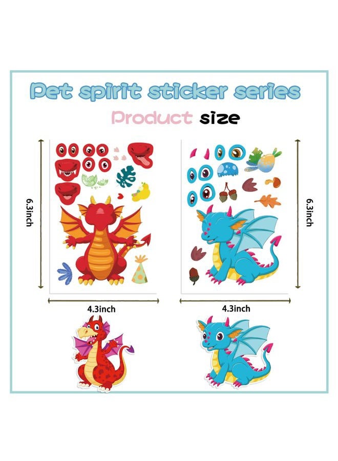 HJHEJST 24 Sheet Dragon Stickers Make Your Own Dragon Stickers for Kids 3+, Cartoon Make-a-face Stickers Girls Boys Dragon Birthday Party Decorations,DIY Dragon Craft Birthday Party Favor Supplies (Dragon) - Image 4