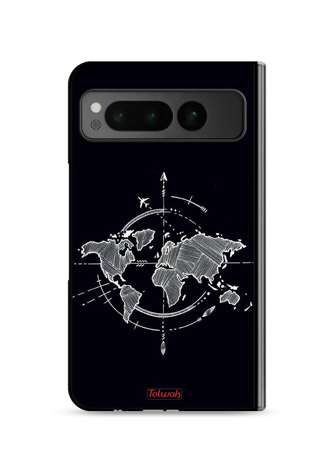 Tolwak Google Pixel Fold 5G Protective Case Cover Compass Art - Image 1