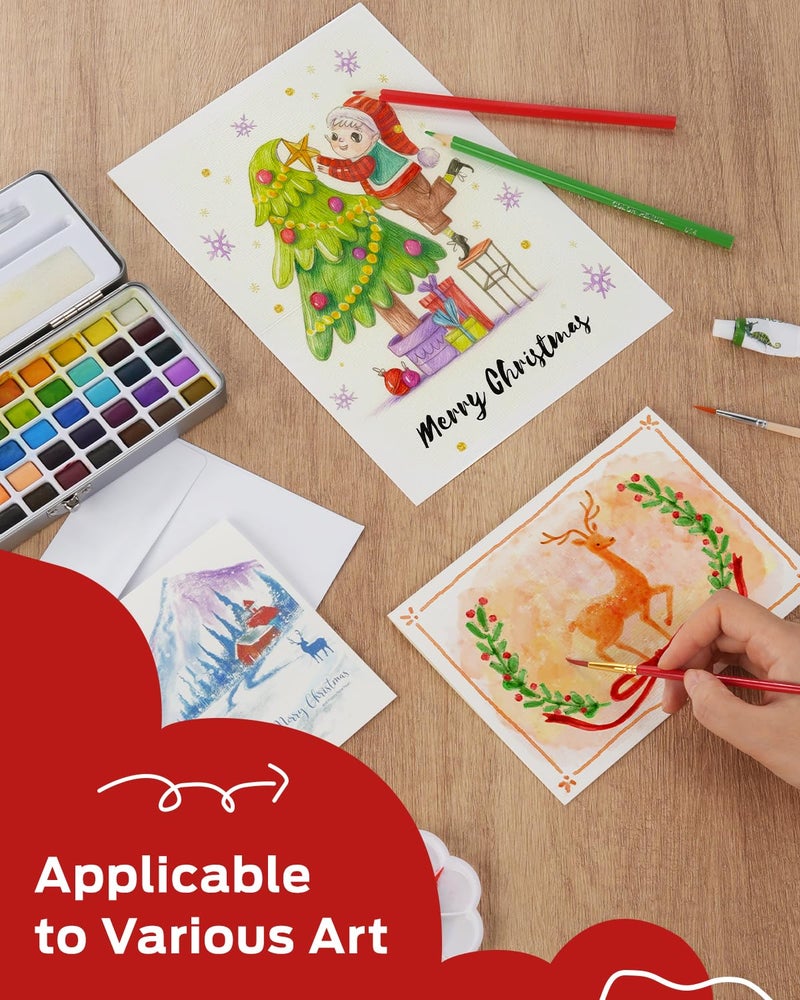 Lazydrop Watercolor Cards and Envelopes Set - 50 Folded 5x7 Inch Blank Heavyweight Paper Cards (140lb/300gsm) with Matching Envelopes for DIY Greeting Cards, Festivals, and Events - Image 3