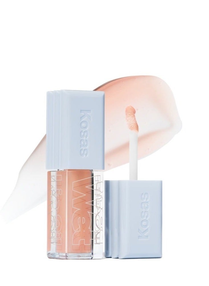 KOSAS Wet Lip Oil Plumping Peptide Lip Treatment Gloss,  Jellyfish - clear 4.6ml - Hydrating, Nourishing, and Glossy Finish - Image 1
