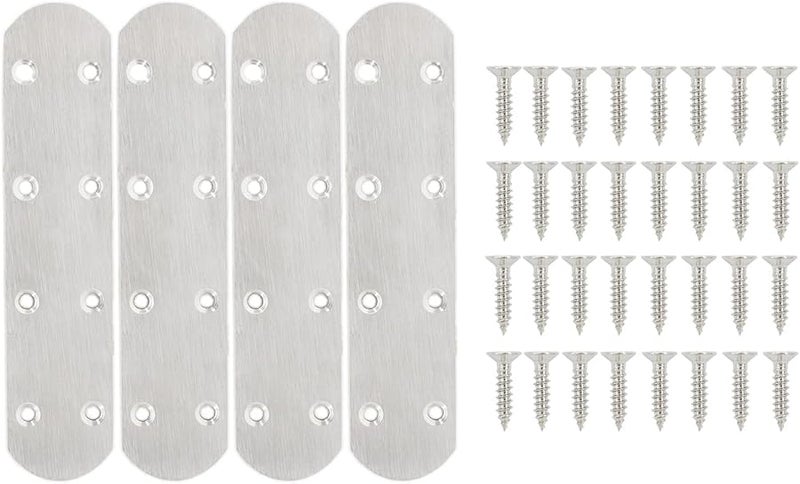 Heavy Duty Mending Plates 4 PCS Stainless Steel Straight Brace 168x38x3mm for Furniture Shelves Cabinets with Screws - Image 2
