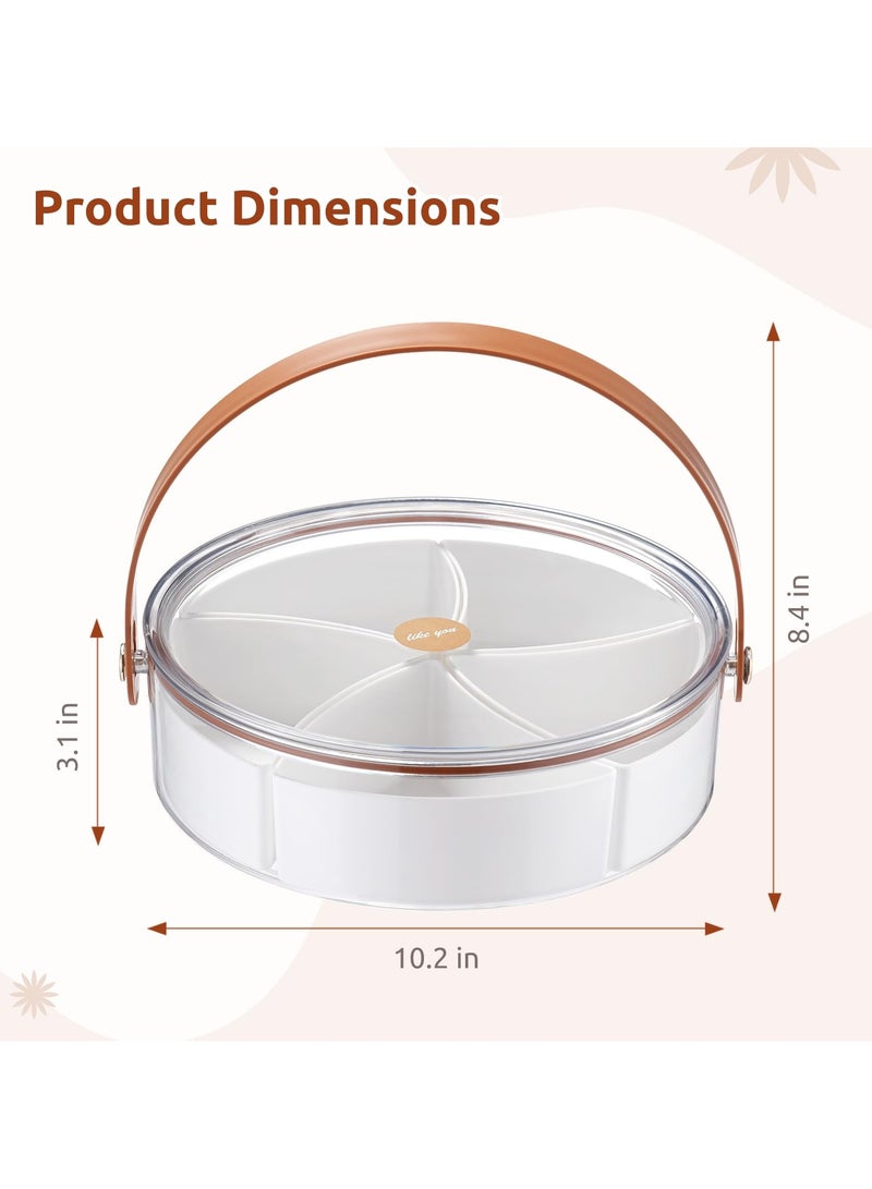 XiuWoo Divided Serving Tray with Lid and Handle, Snackle Box Charcuterie Container Portable Snack Platters for Candies, Fruits, Nuts, Appetizers, 5-Compartment Food Storage Organizer for Party  - Image 3