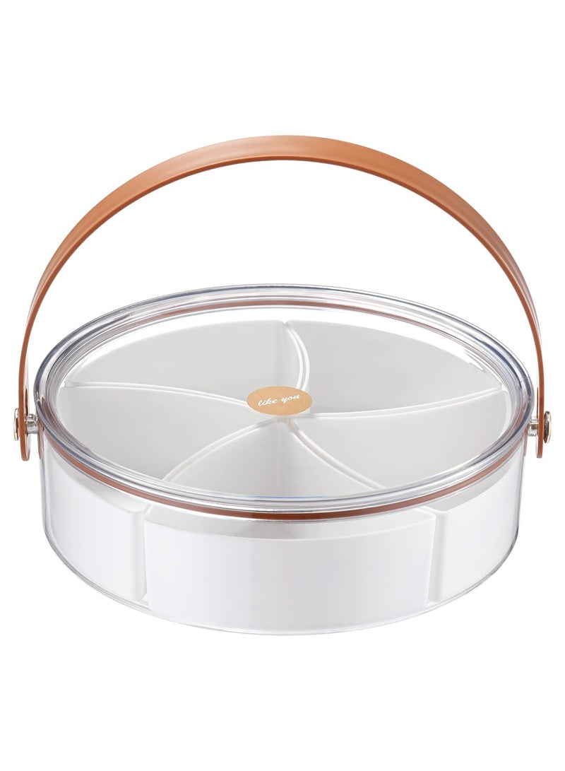 XiuWoo Divided Serving Tray with Lid and Handle, Snackle Box Charcuterie Container Portable Snack Platters for Candies, Fruits, Nuts, Appetizers, 5-Compartment Food Storage Organizer for Party  - Image 4