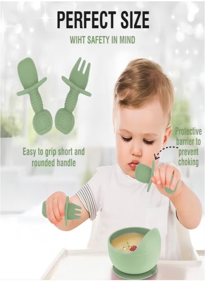 Gonice Baby Feeding Set 9 Piece, Baby Led Weaning Utensils Set Includes Suction Bowl and Plate, Baby Spoon and Fork, Sippy Cup with Straw and Lid, Baby Feeding Supplies  - Image 5