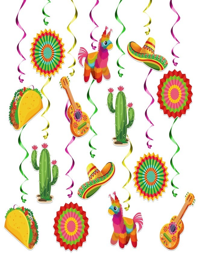 KALEFO 24PCS Mexican Fiesta Decorations for Taco Tuesday Birthday Party Supplies Cinco De Mayo Hanging Swirl Cactus Fiesta Décor Boys Girls Baby Shower Favors - Image 1