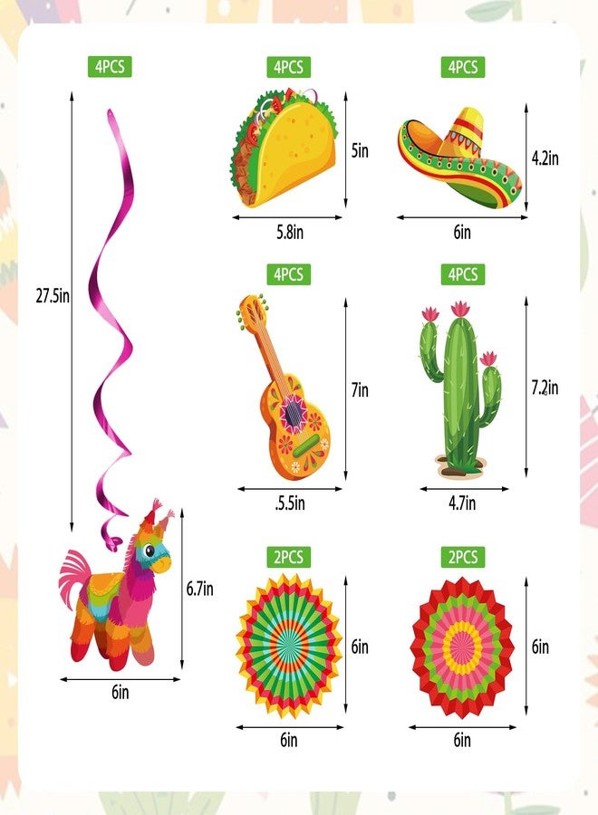 KALEFO 24PCS Mexican Fiesta Decorations for Taco Tuesday Birthday Party Supplies Cinco De Mayo Hanging Swirl Cactus Fiesta Décor Boys Girls Baby Shower Favors - Image 4