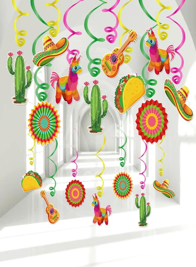 KALEFO 24PCS Mexican Fiesta Decorations for Taco Tuesday Birthday Party Supplies Cinco De Mayo Hanging Swirl Cactus Fiesta Décor Boys Girls Baby Shower Favors - Image 2
